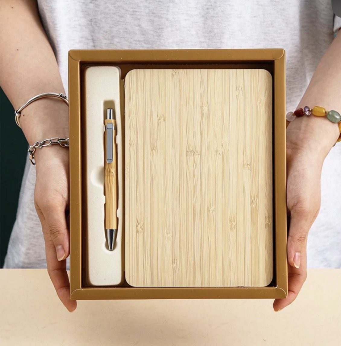 CO-OPERATE GIFT BAMBOO NOTEPAD WITH PEN